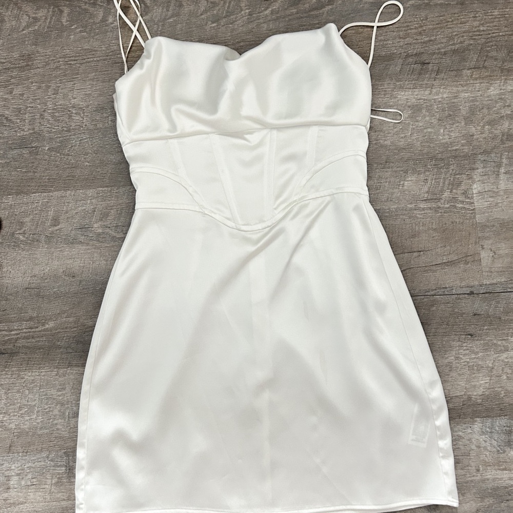 Zara White Satin Mini Dress